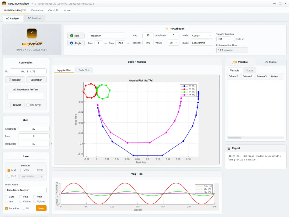 impedance analyzer interface
